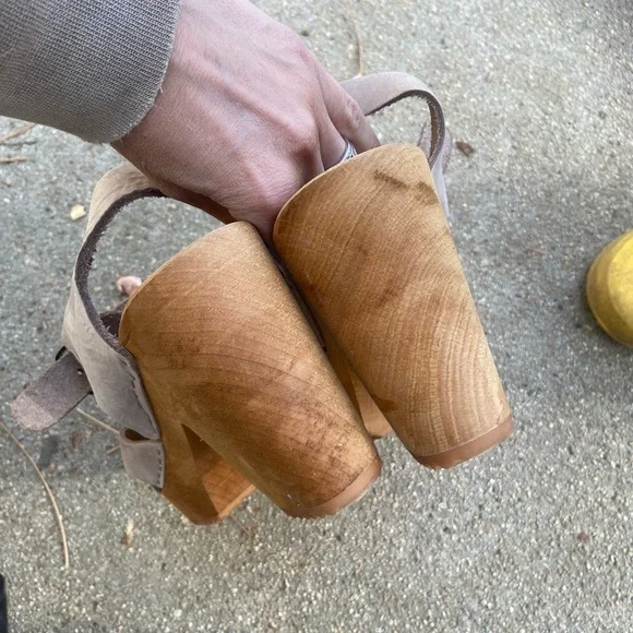 Suede Platform Clog Sandals in Taupe - Picture 6 of 6